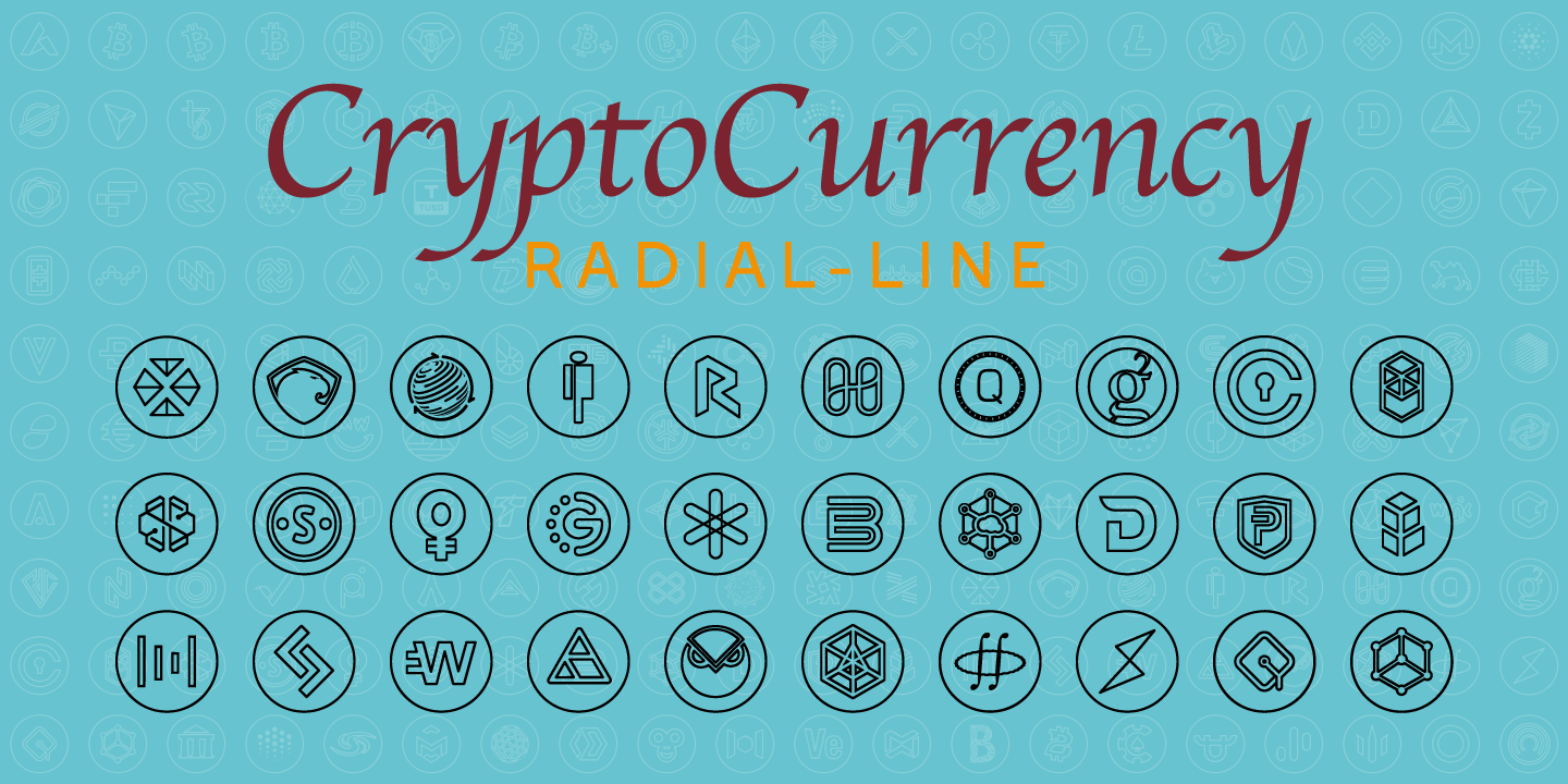 Ejemplo de fuente Cryptocurrency Radial Line